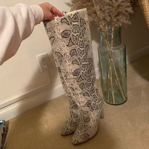 Express Knee High Snakeskin Boots